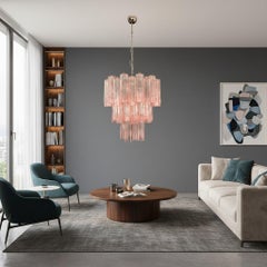 Dreistöckiger Kronleuchter aus Muranoglas - 48 PINK GLASSES - Mid-century modern