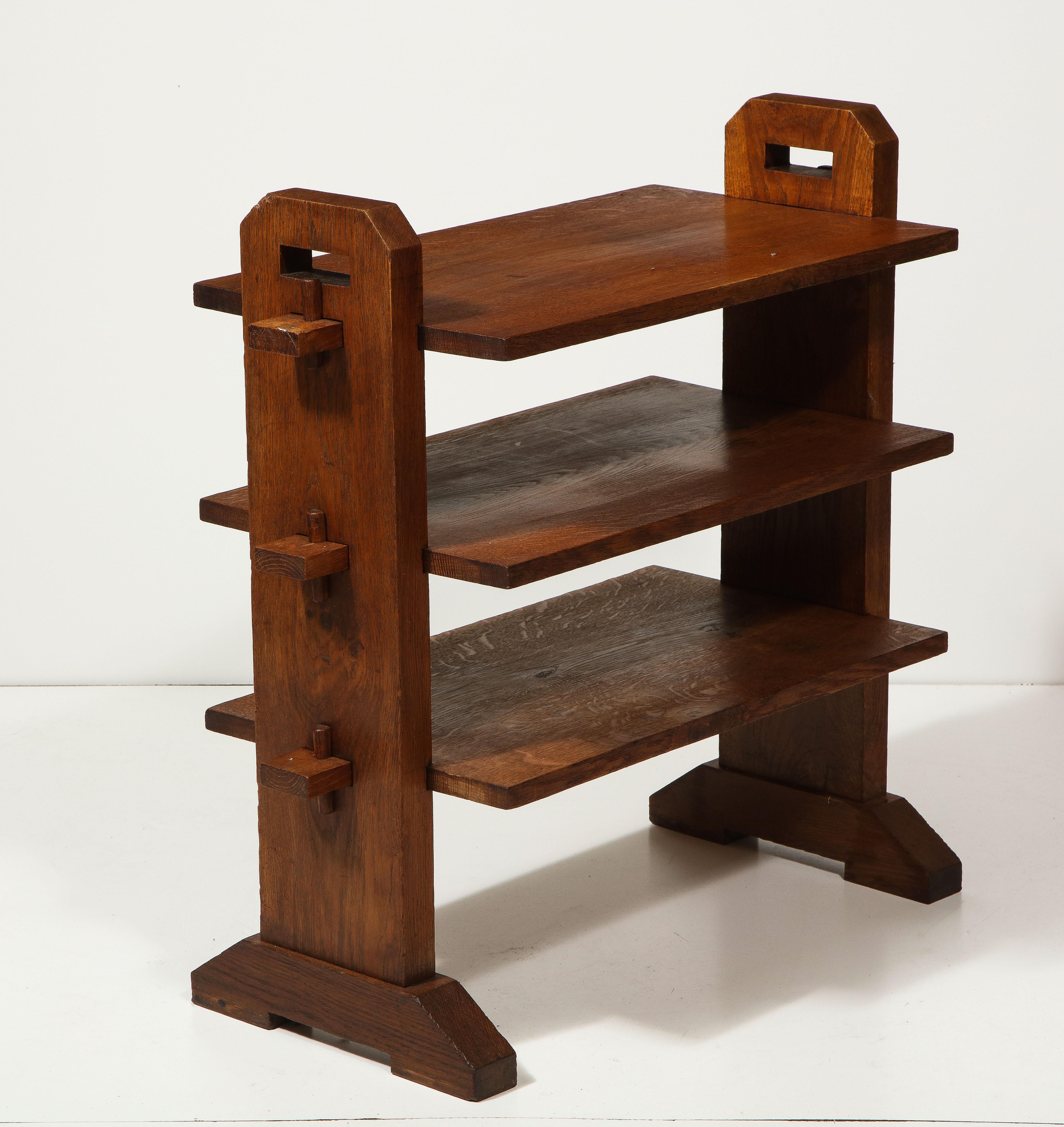 Three-Tier Oak Etagere, France, c. 1950s In Good Condition In New York City, NY