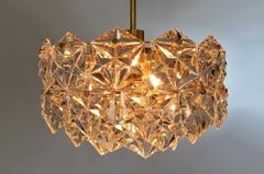 Three-Tier Pendant Chandelier Crystal Glass or Gilt Brass by Kinkeldey, 1970s