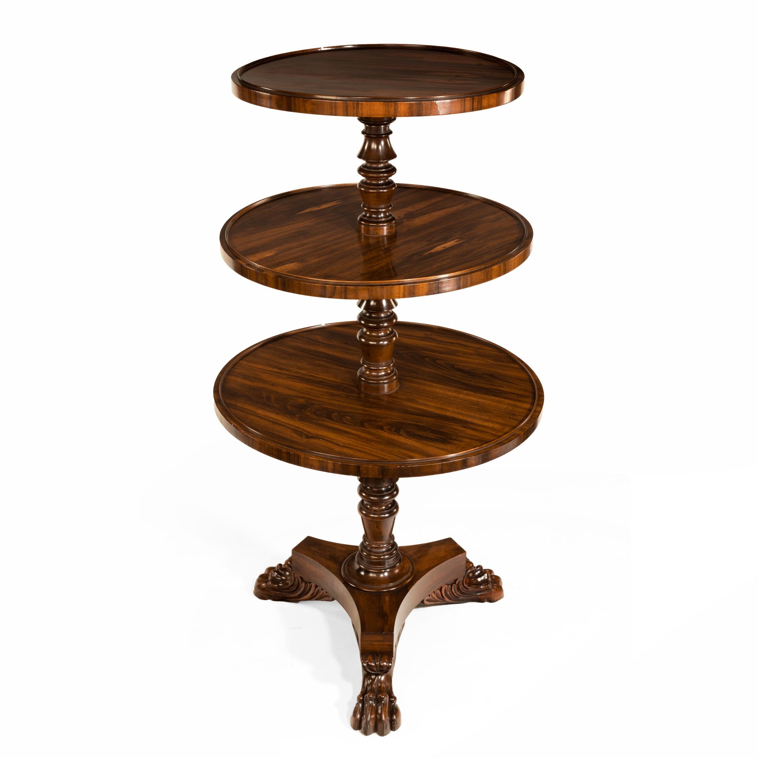 English Three-Tier Regency Gonçalo Alves Dumb Waiter For Sale
