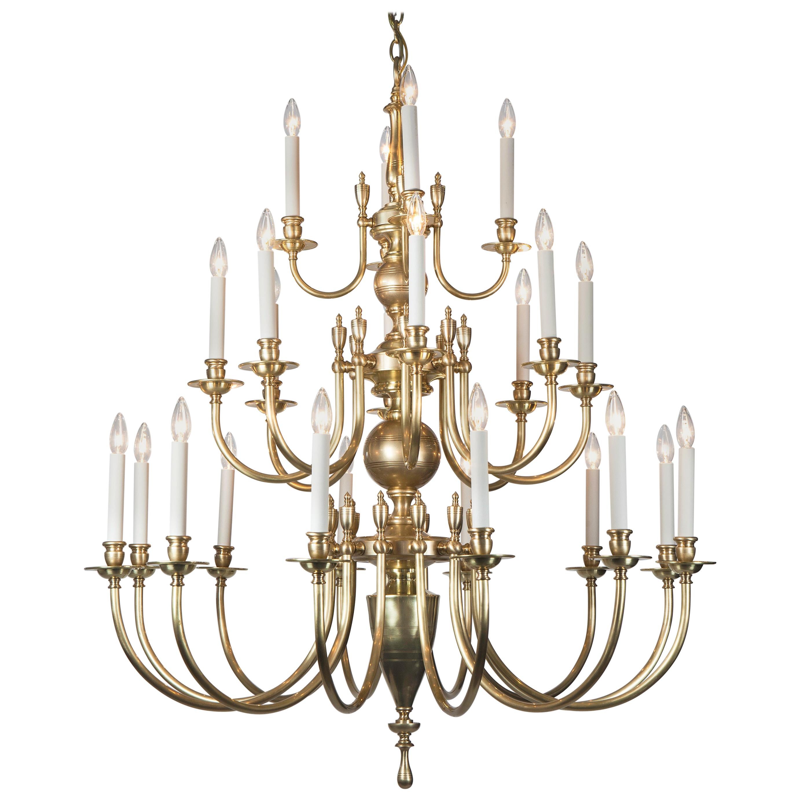 Three-Tier Solid Brass Astrid 24 Chandelier by Remains Lighting, Burnished Brass