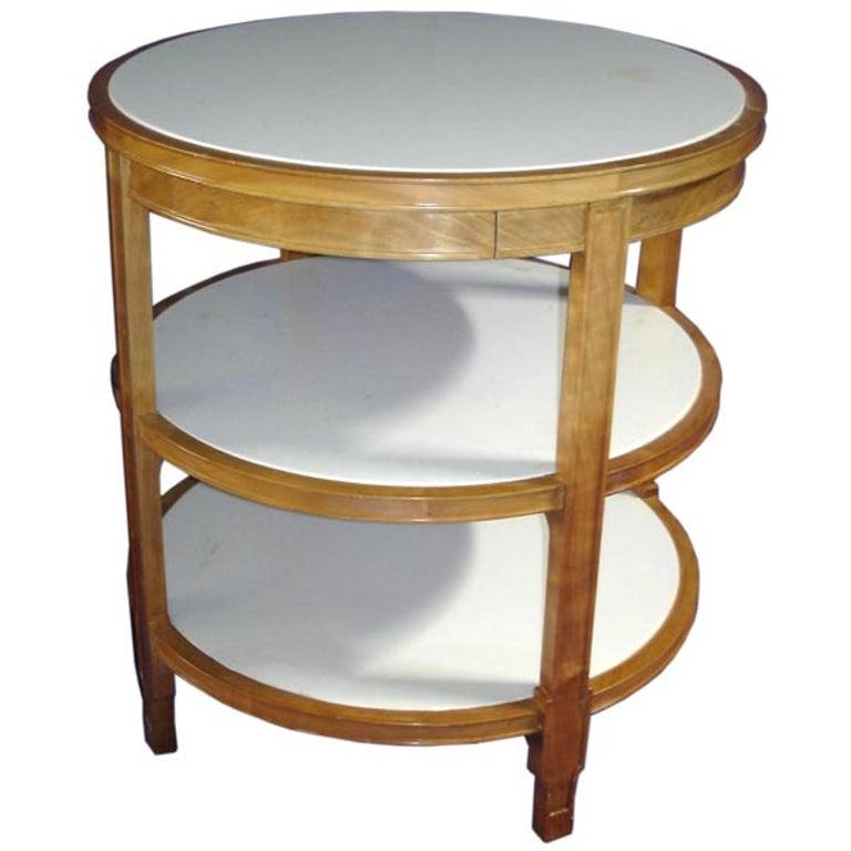 American Three-Tier Table with Marble Inserts in the Manner of JMF