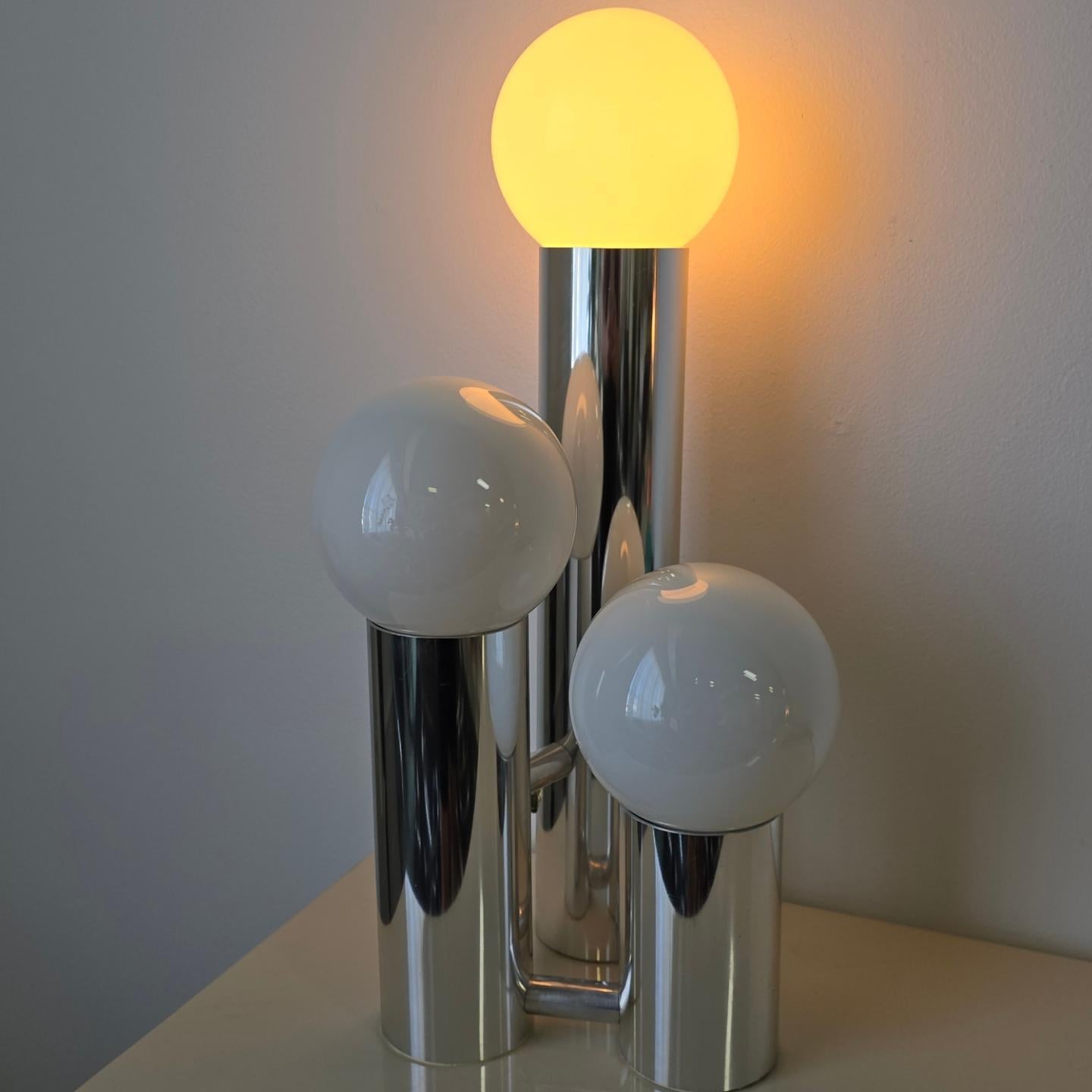Space Age Three Tier Tubular Chrome 1970s Table Lamp