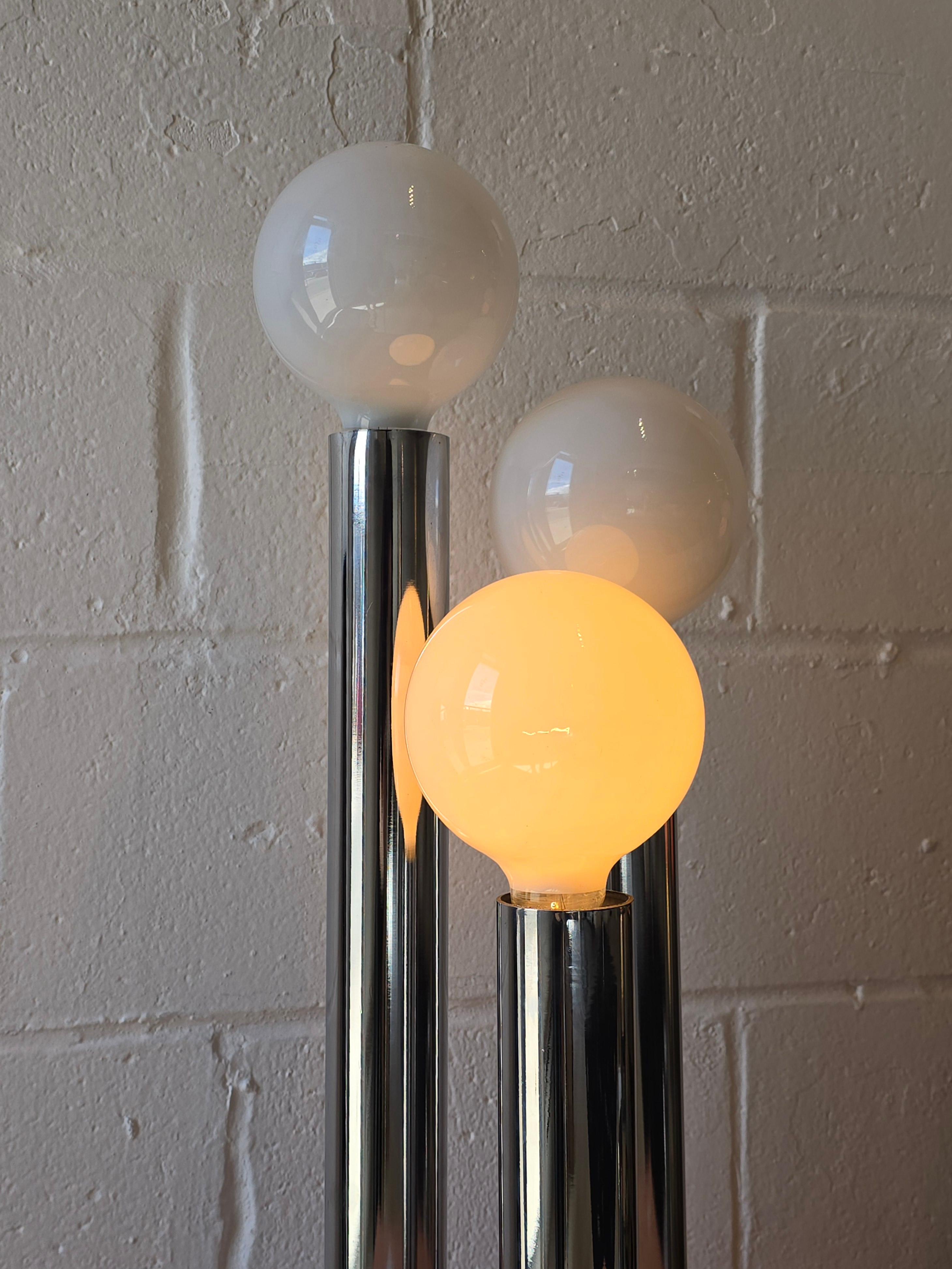 Space Age Three Tier Tubular Chrome 1970s Table Lamp
