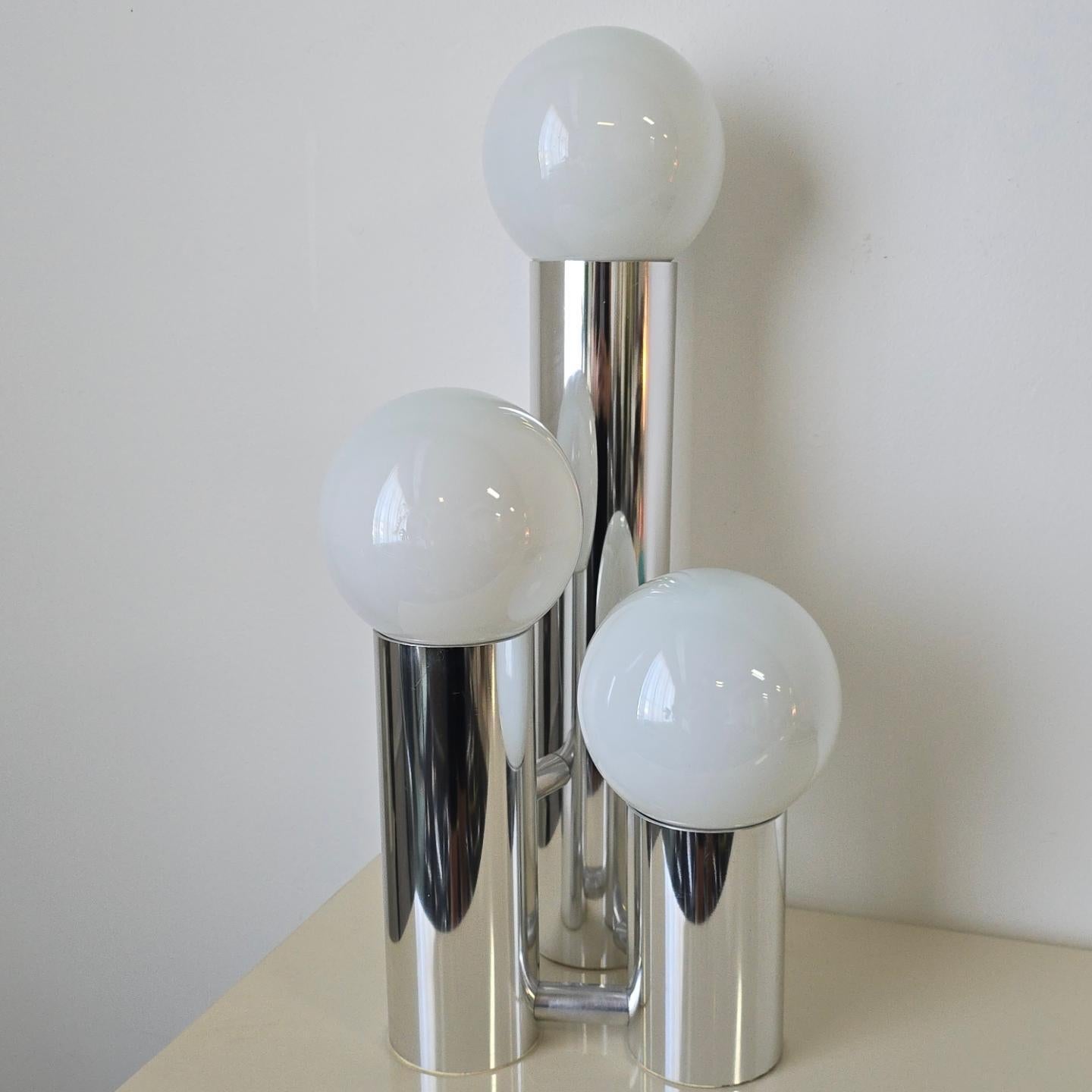 Canadian Three Tier Tubular Chrome 1970s Table Lamp