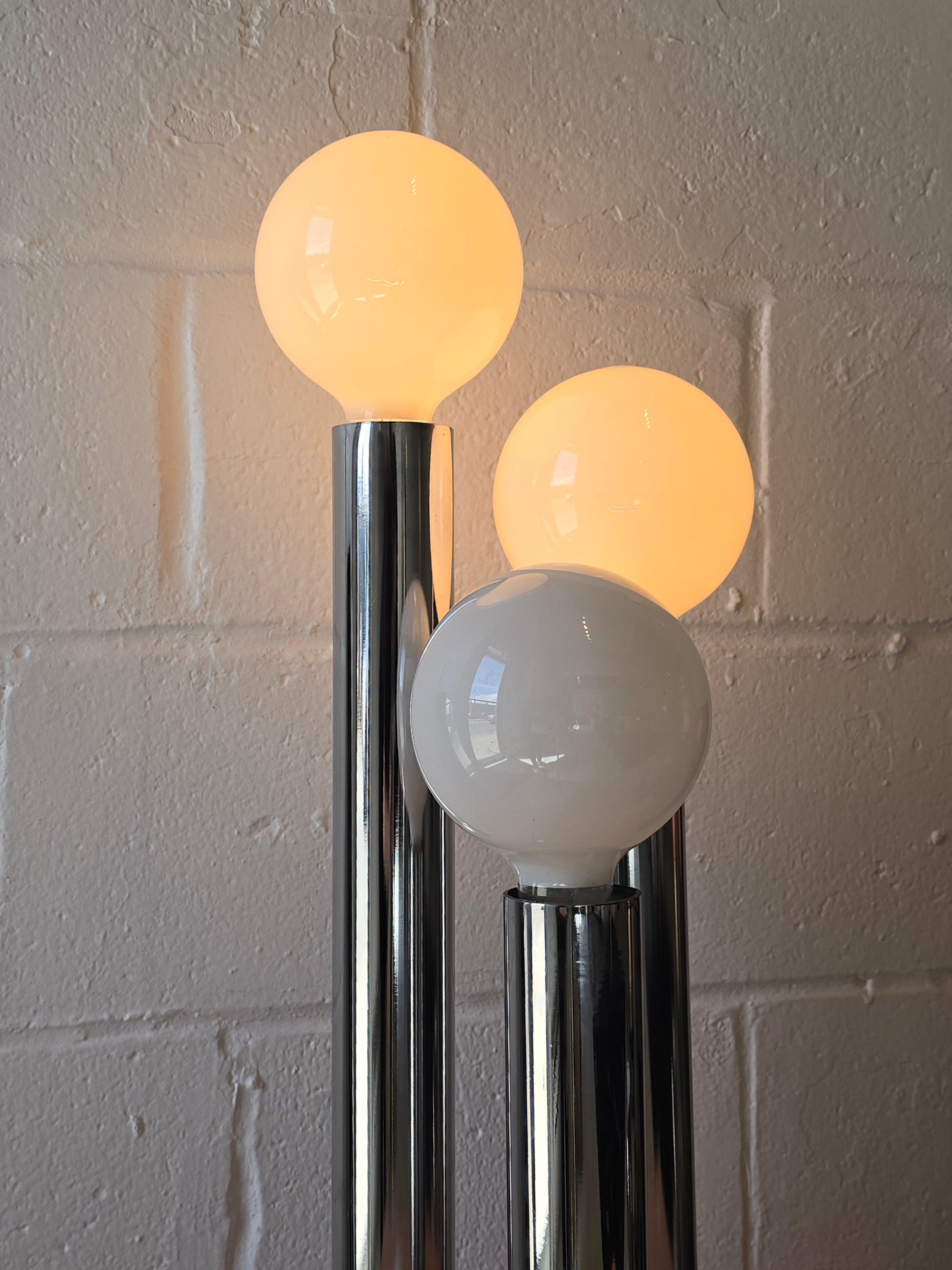 Canadian Three Tier Tubular Chrome 1970s Table Lamp