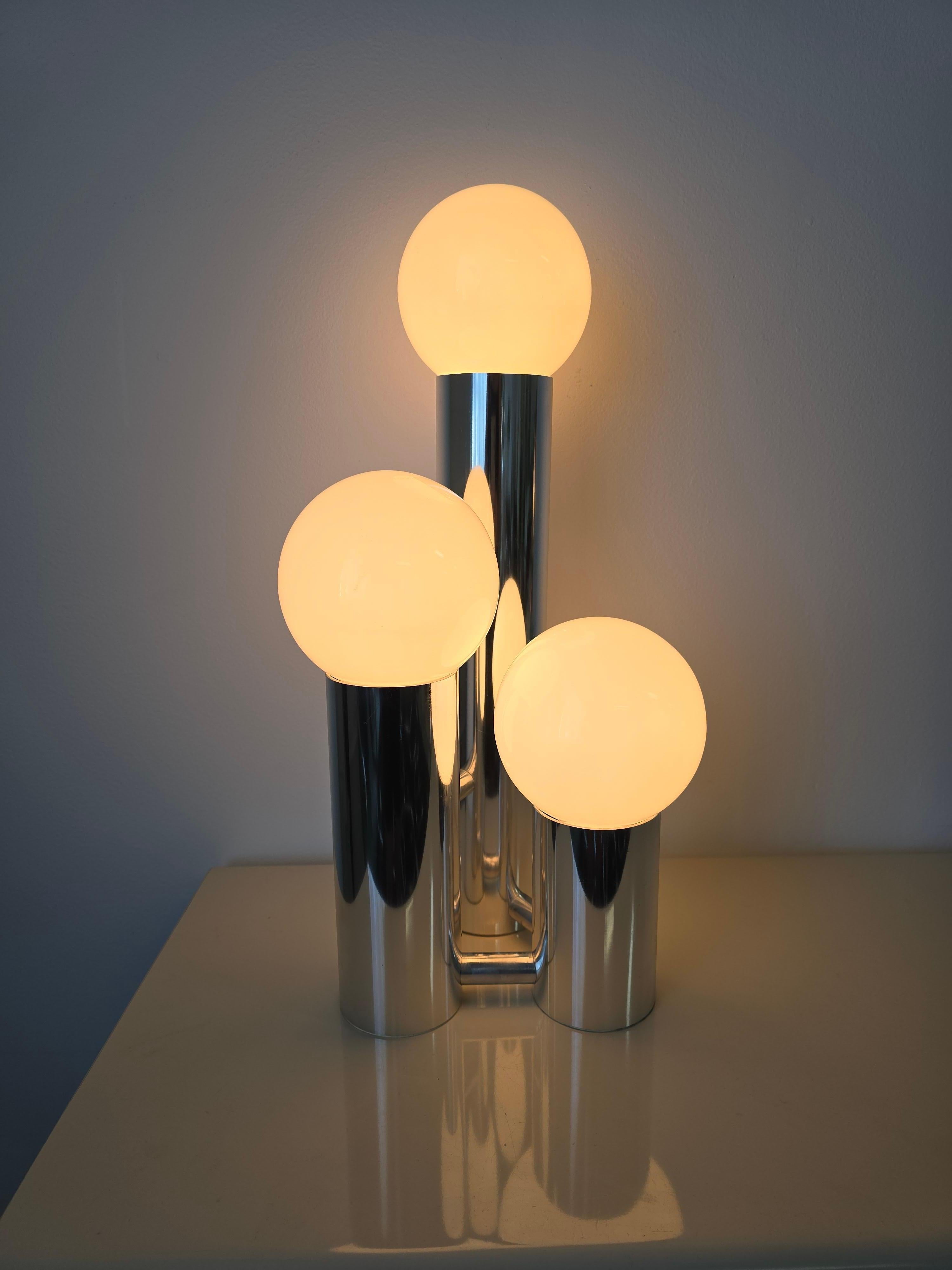 Other Three Tier Tubular Chrome 1970s Table Lamp
