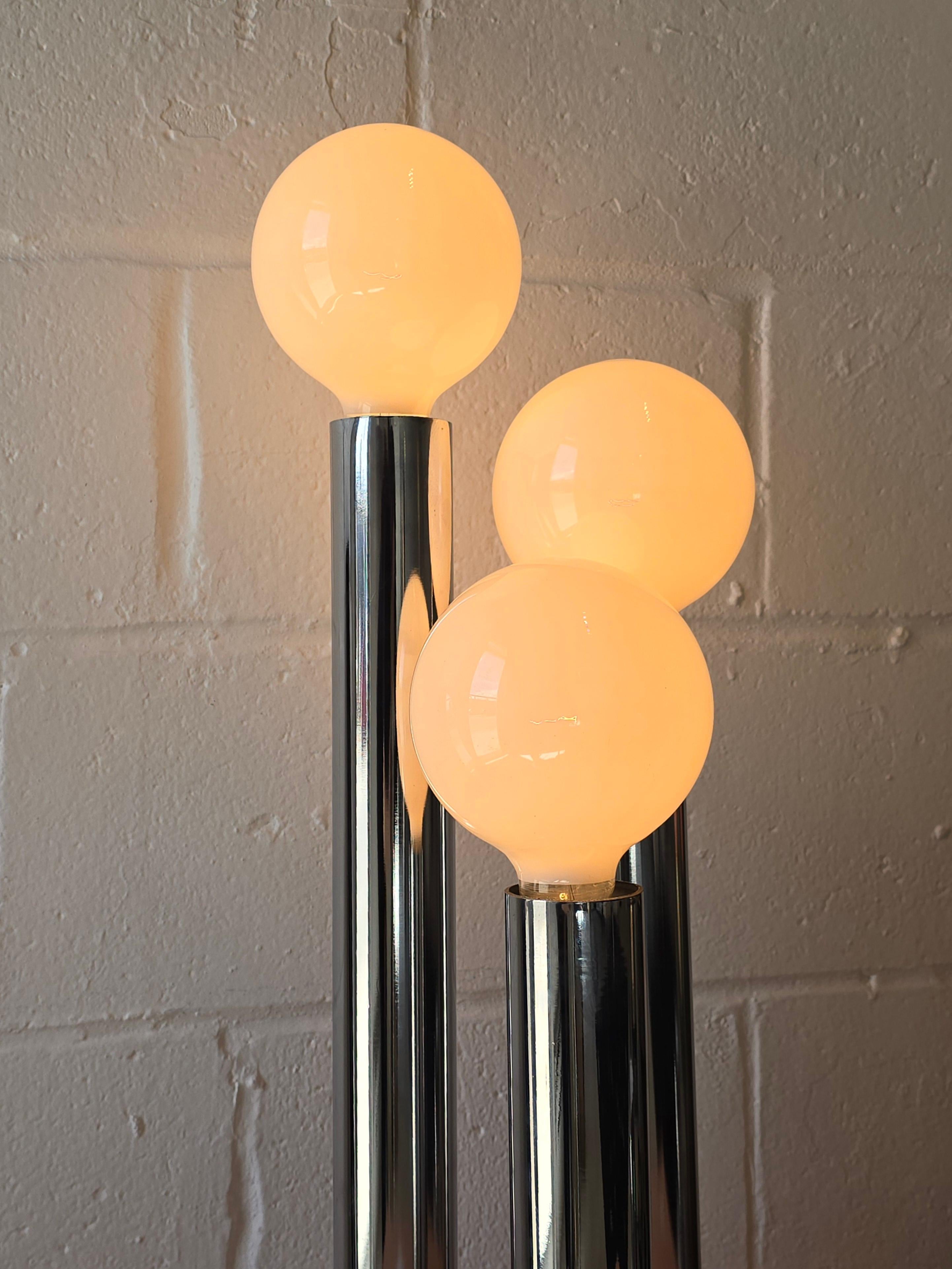 Other Three Tier Tubular Chrome 1970s Table Lamp