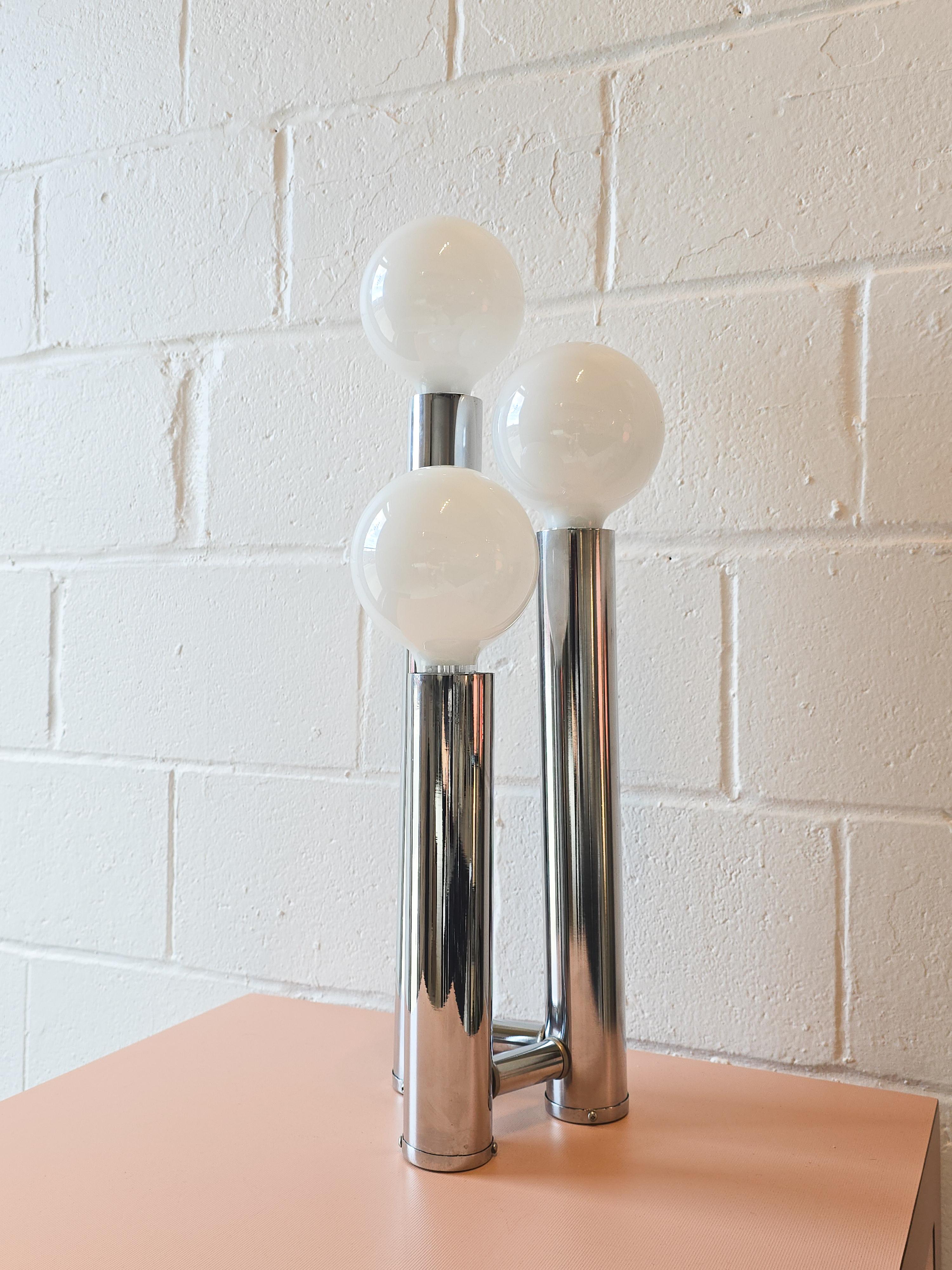Late 20th Century Three Tier Tubular Chrome 1970s Table Lamp