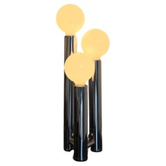 Lámpara de Sobremesa Tubular Cromada de Tres Piezas de los Años 70