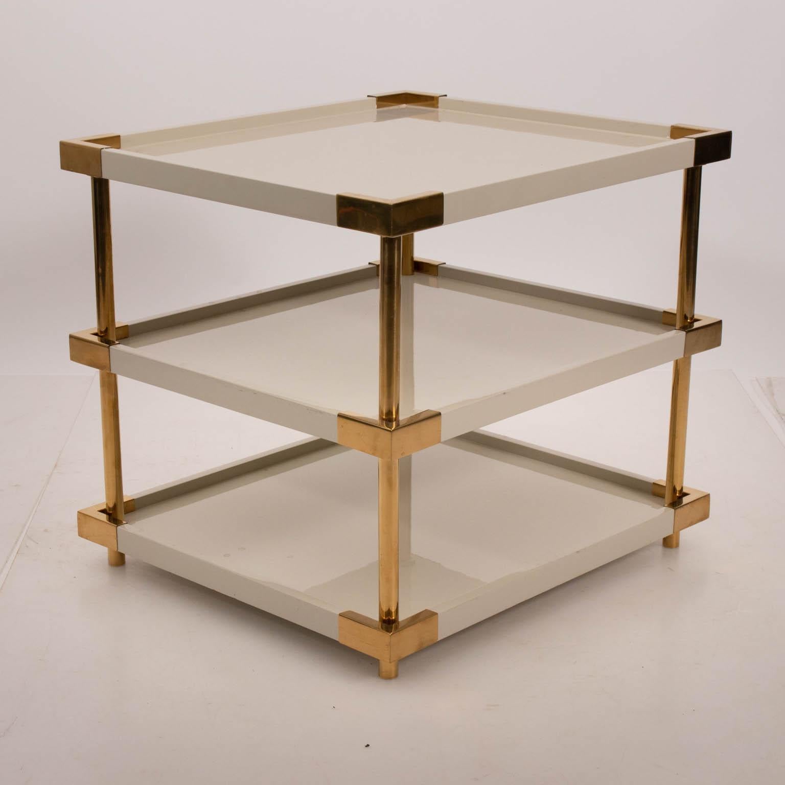 Mid-Century Modern Three-Tier White Lacquered Table For Sale