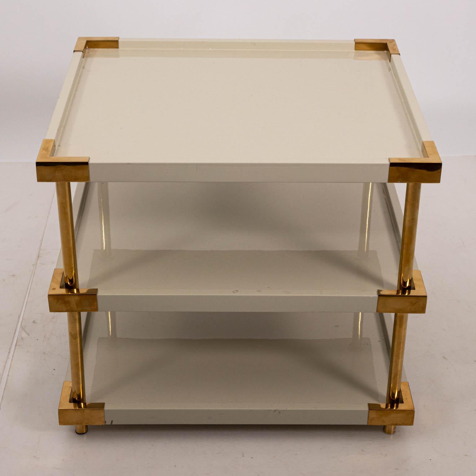 American Three-Tier White Lacquered Table For Sale