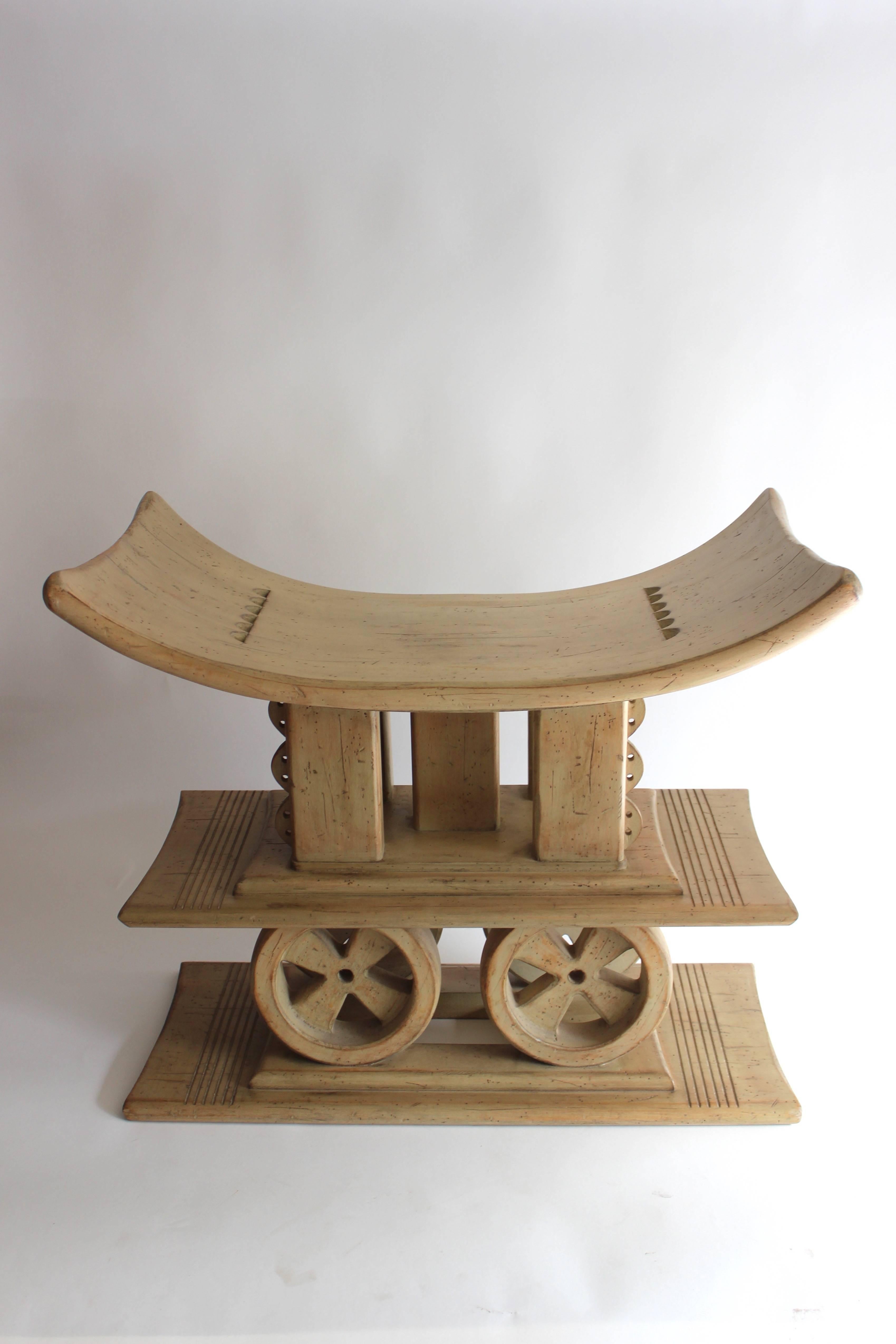 Early 20th century three-tier wood seat by Andre Groult.