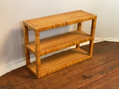 Three Tier Wrapped and Woven Rattan Console Table
