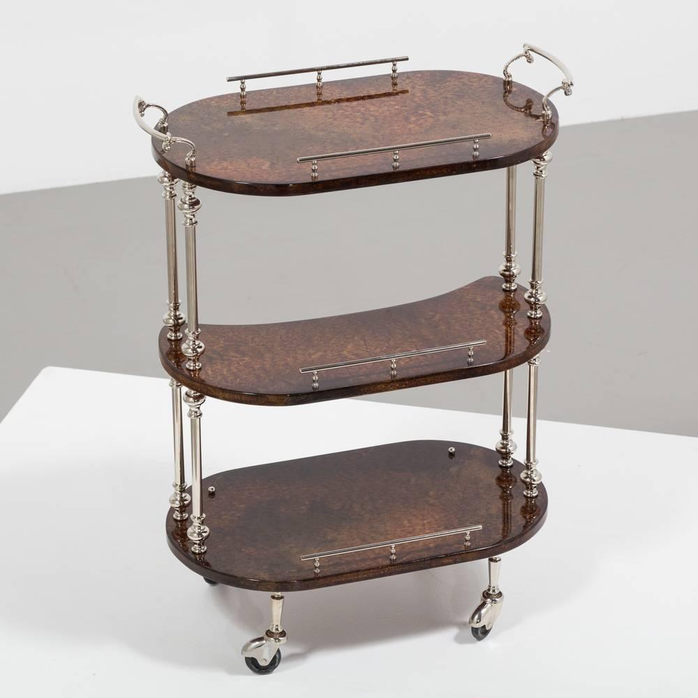 Three-Tiered Bar Cart by Aldo Tura, 1950s In Excellent Condition In London, GB