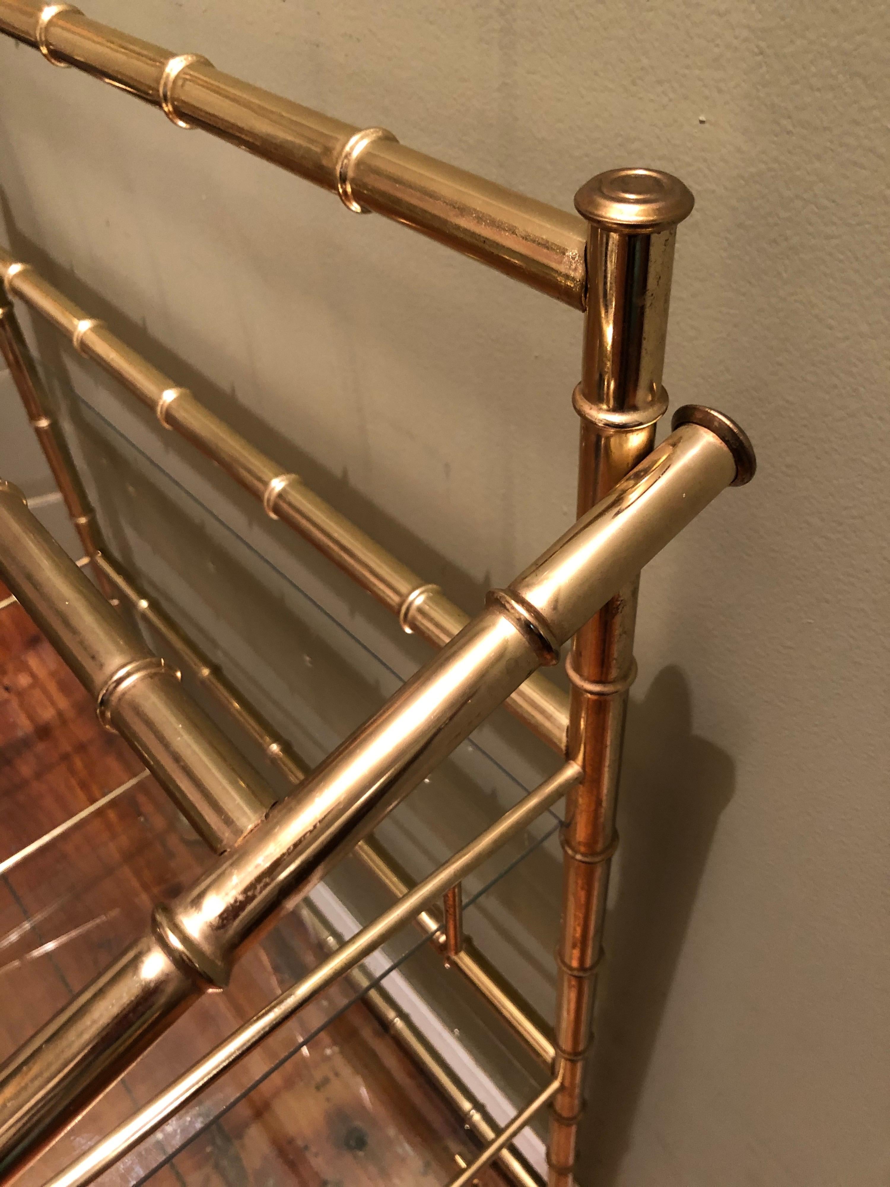 Three-Tiered Brass Bamboo Bar Cart 4