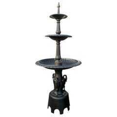 Three-Tiered Cast Iron Fountain with Ornamental Details Three-Tiered Cast Iron Fountain with Ornamental Details