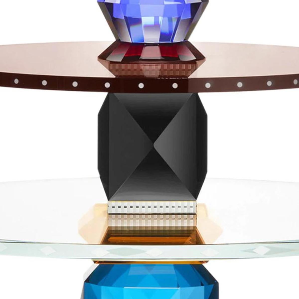 Three-tiered circular crystal tray, OMA model, 21st century.

Coloured circular tray with three levels. A well-chosen tray not only provides functionality, but also adds a layer of visual interest, creating a balanced composition that complements