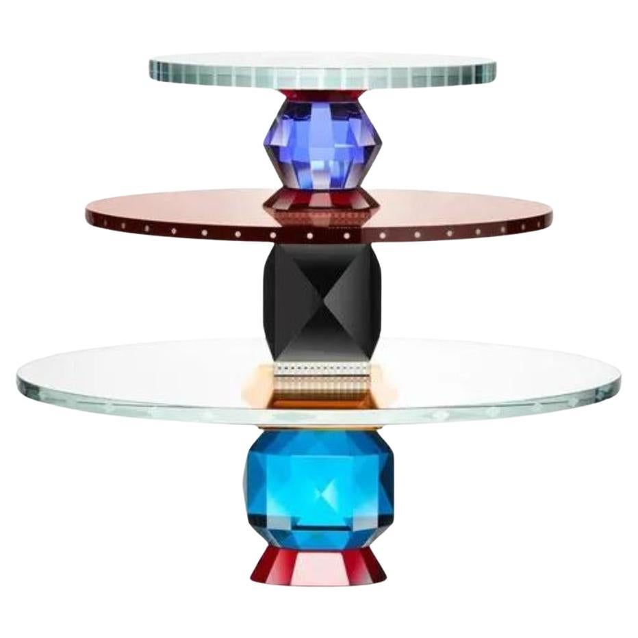 Three-Tiered Circular Crystal Tray, OMA Model, 21st Century. For Sale