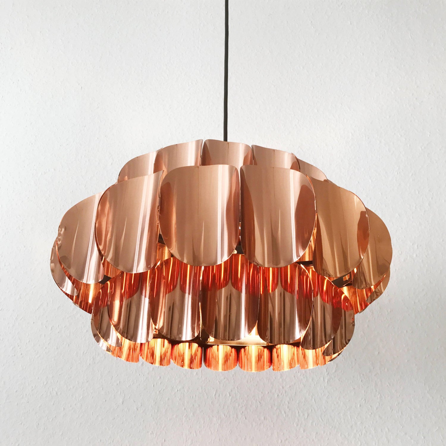 Three Tiered Copper Pendant Lamp By Temde Switzerland 1960s For Three Tiered Copper Pendant Lamp By Temde Switzerland 1960s For At 1stdibs
