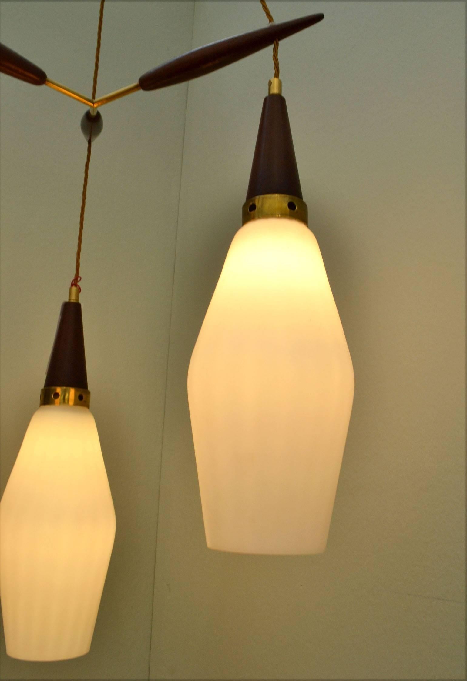 Scandinavian Modern Danish 1950's Chandelier Three-Tiered
