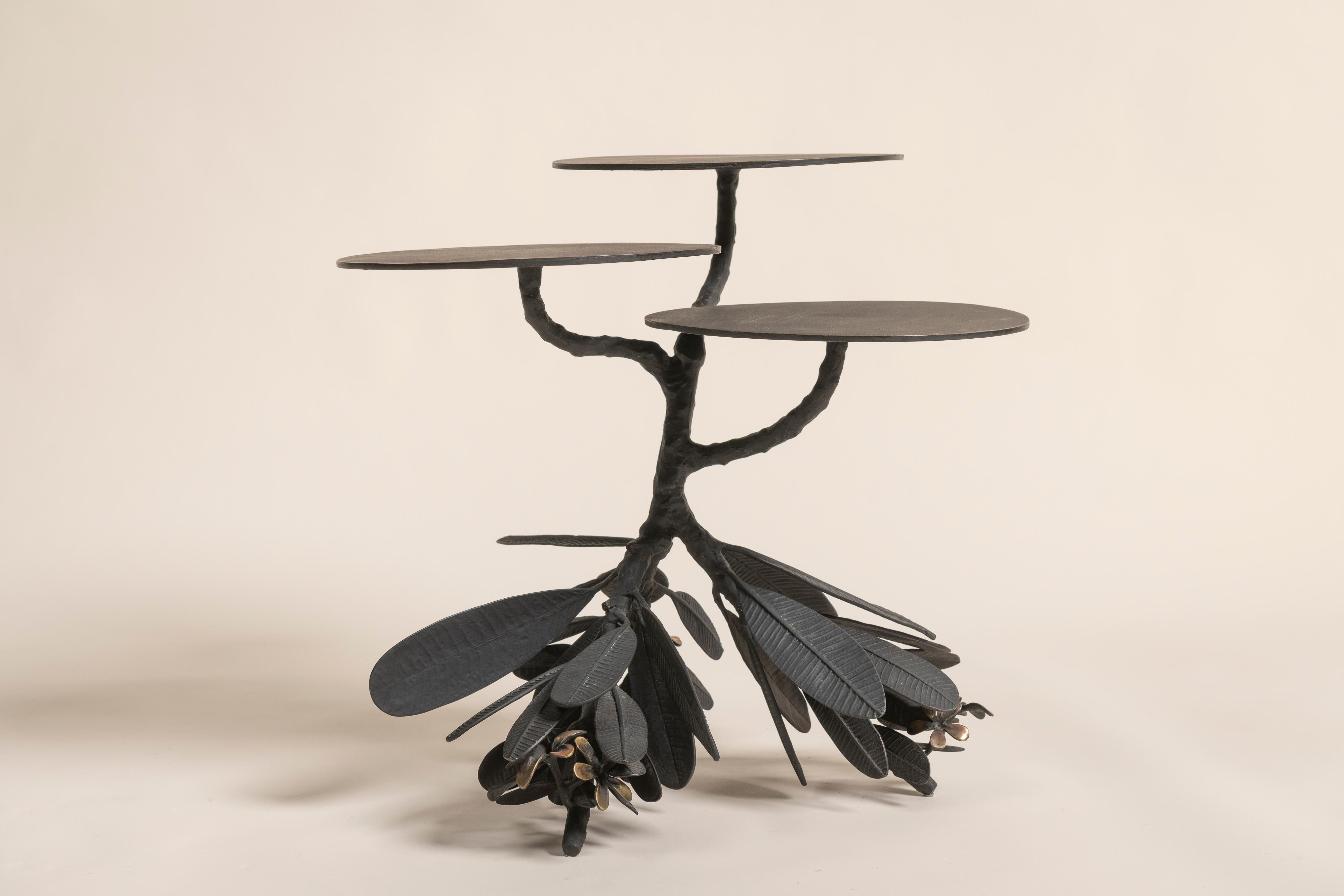 Organic Modern Three Tiered Iron Table, Stephanie Odegard, Botanical Tables Collection, 2013 For Sale