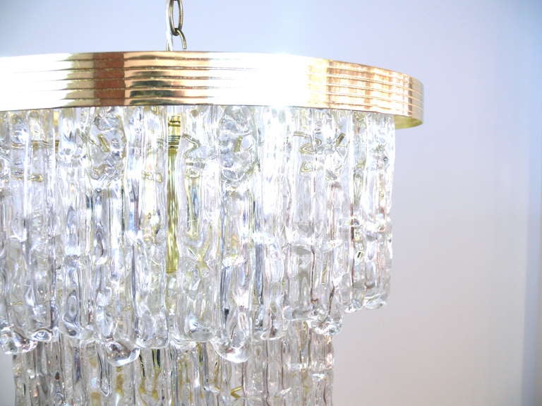 Mid-Century Modern Three-Tiered Lucite Icicle Chandelier For Sale