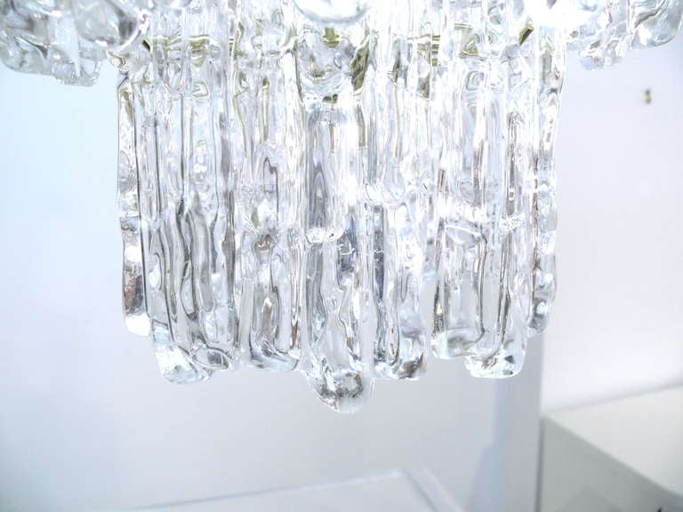 American Three-Tiered Lucite Icicle Chandelier For Sale
