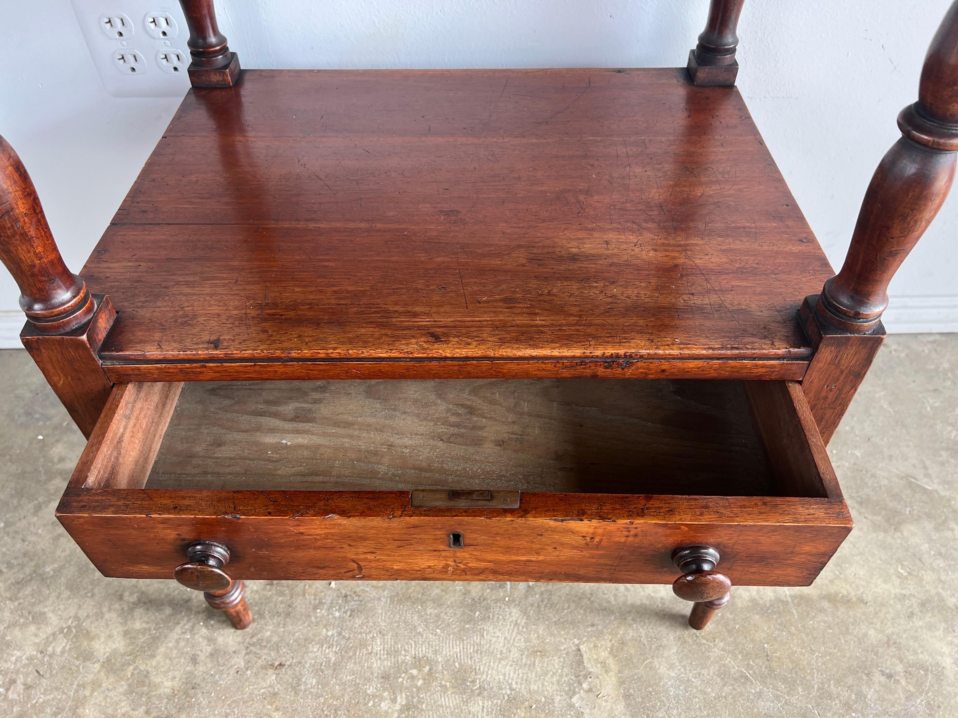 Three Tiered Mahogany Leather Embossed Lectern In Distressed Condition In Los Angeles, CA