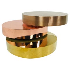 Three-Tiered Multiple Colored Metal Coffee Table in the Style Maria Pergay