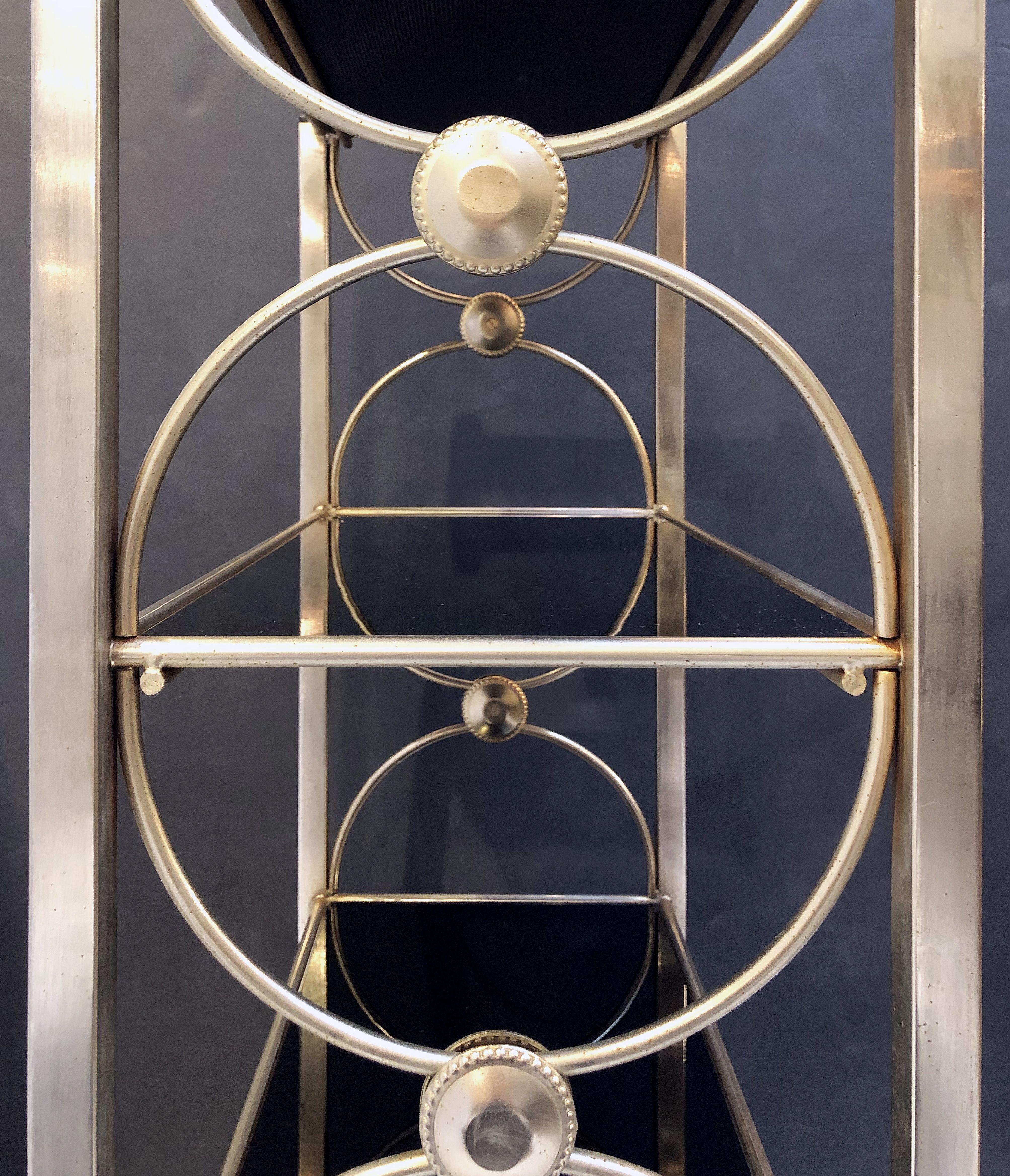 Three-Tiered Shelves or Étagère of Metal and Black Glass 9