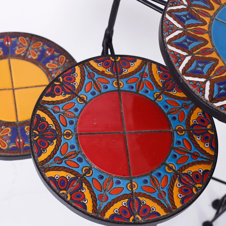 ThreeTiered Tile Top and Iron Plant Stand at 1stDibs tile plant