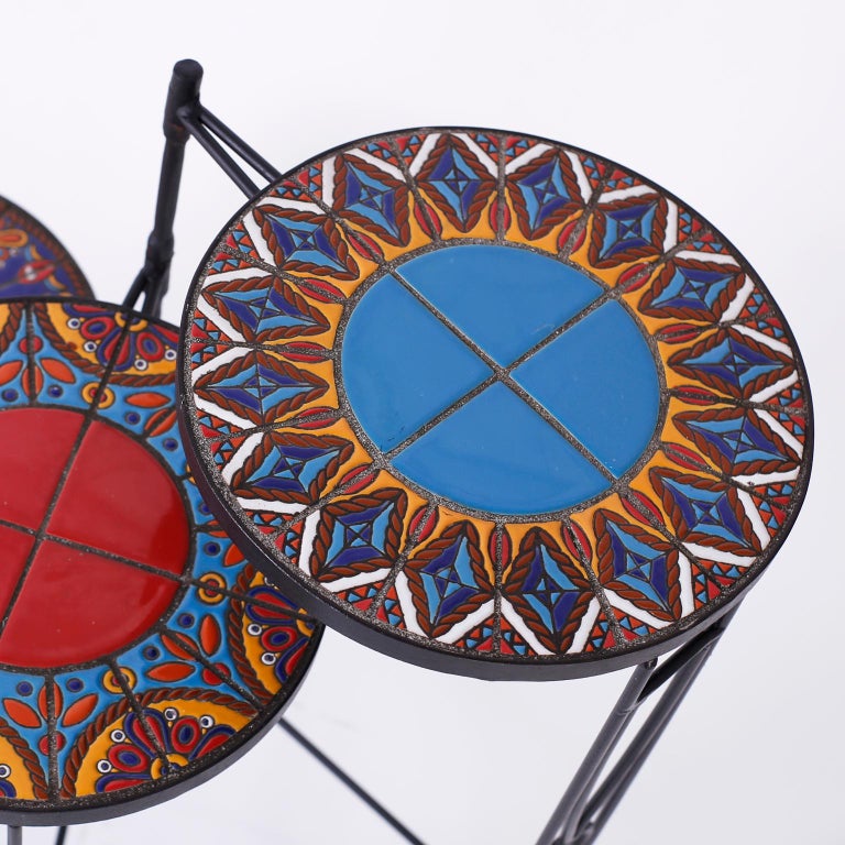 ThreeTiered Tile Top and Iron Plant Stand at 1stDibs tile plant