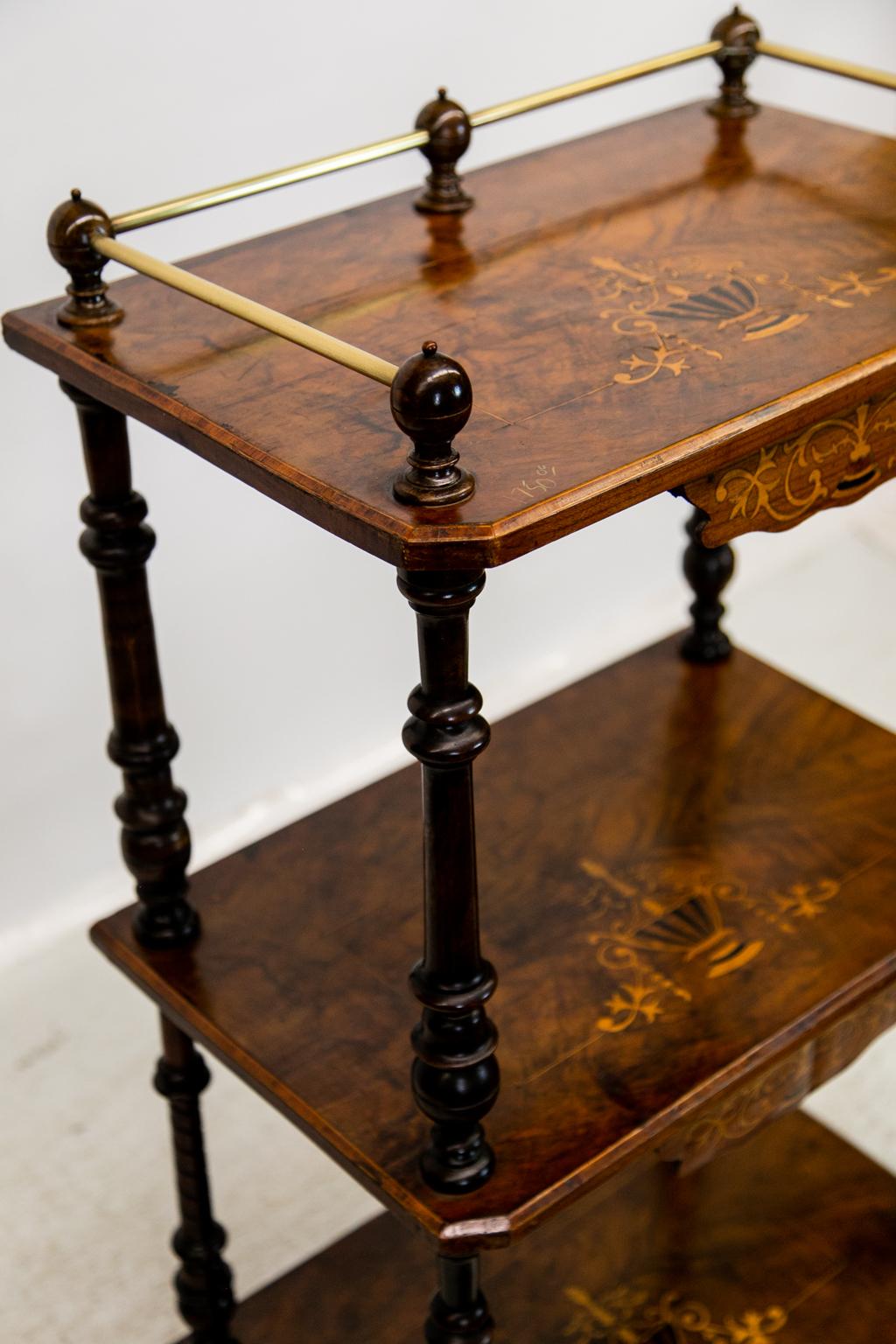 Late 19th Century Three Tiered Walnut Shelf For Sale