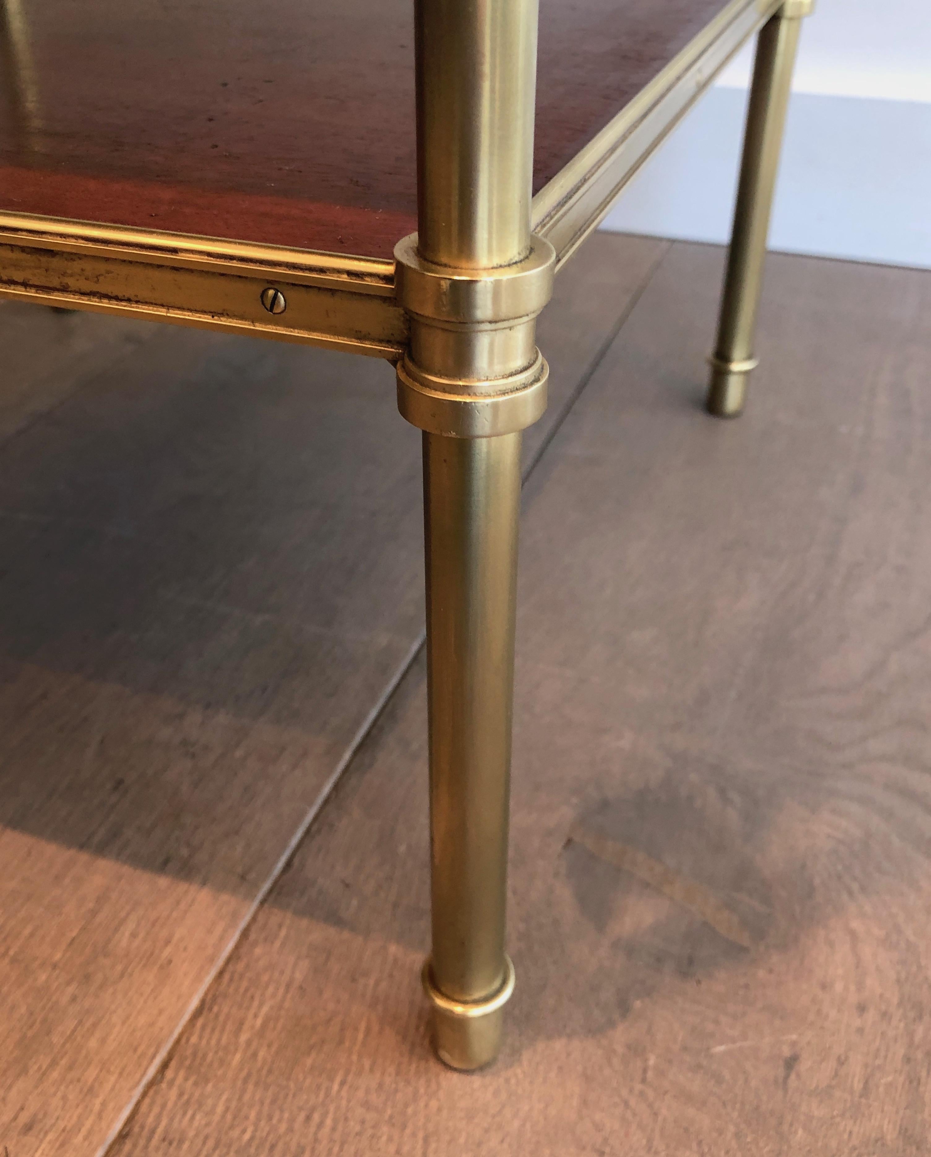 Three Tiers Mahogany and Brass Side Table by Maison Jansen For Sale 5
