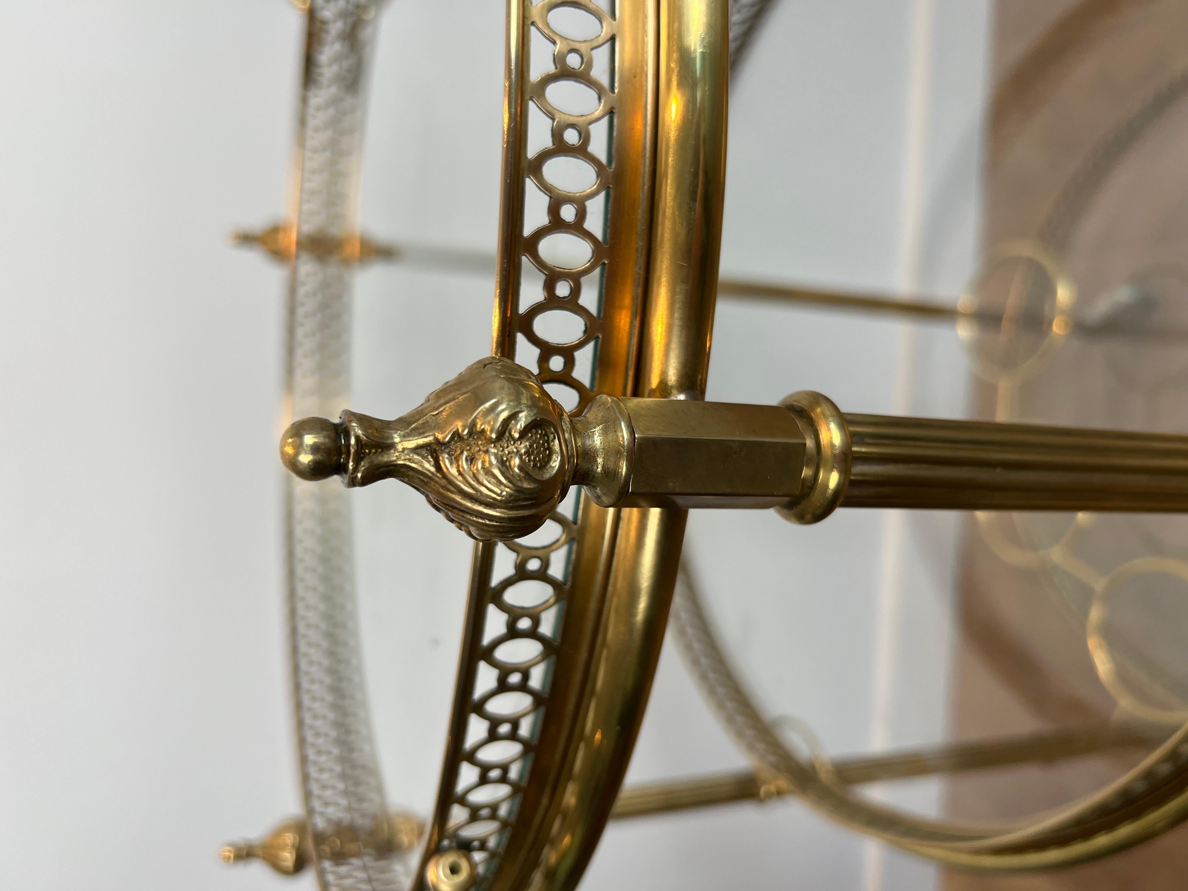 Three Tiers Neoclassical Style Round Brass Bar Cart Attributed to Maison Jansen 10