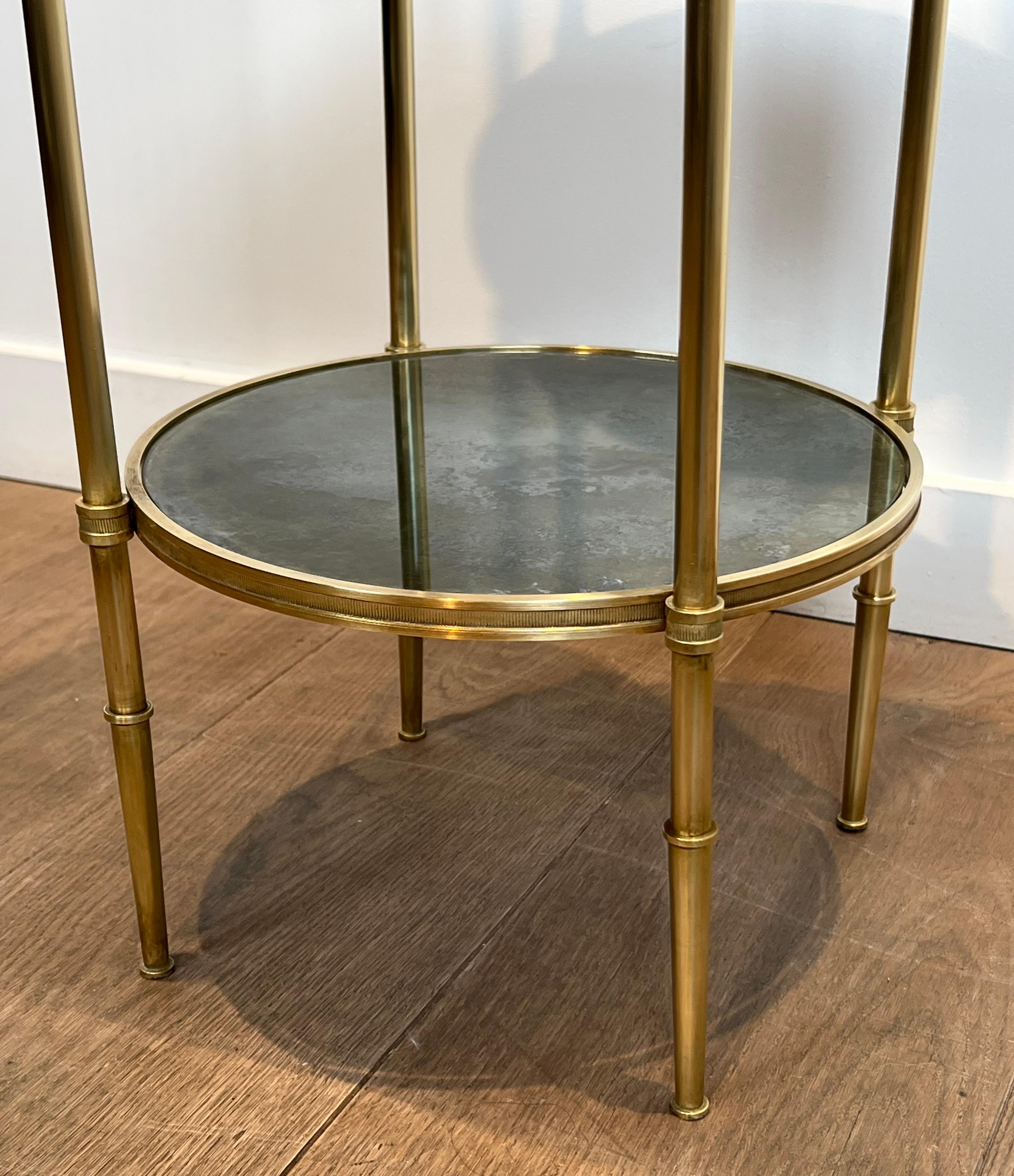Three Tiers Round Gueridon with Eglomized Mirror Tops by Maison Baguès For Sale 3