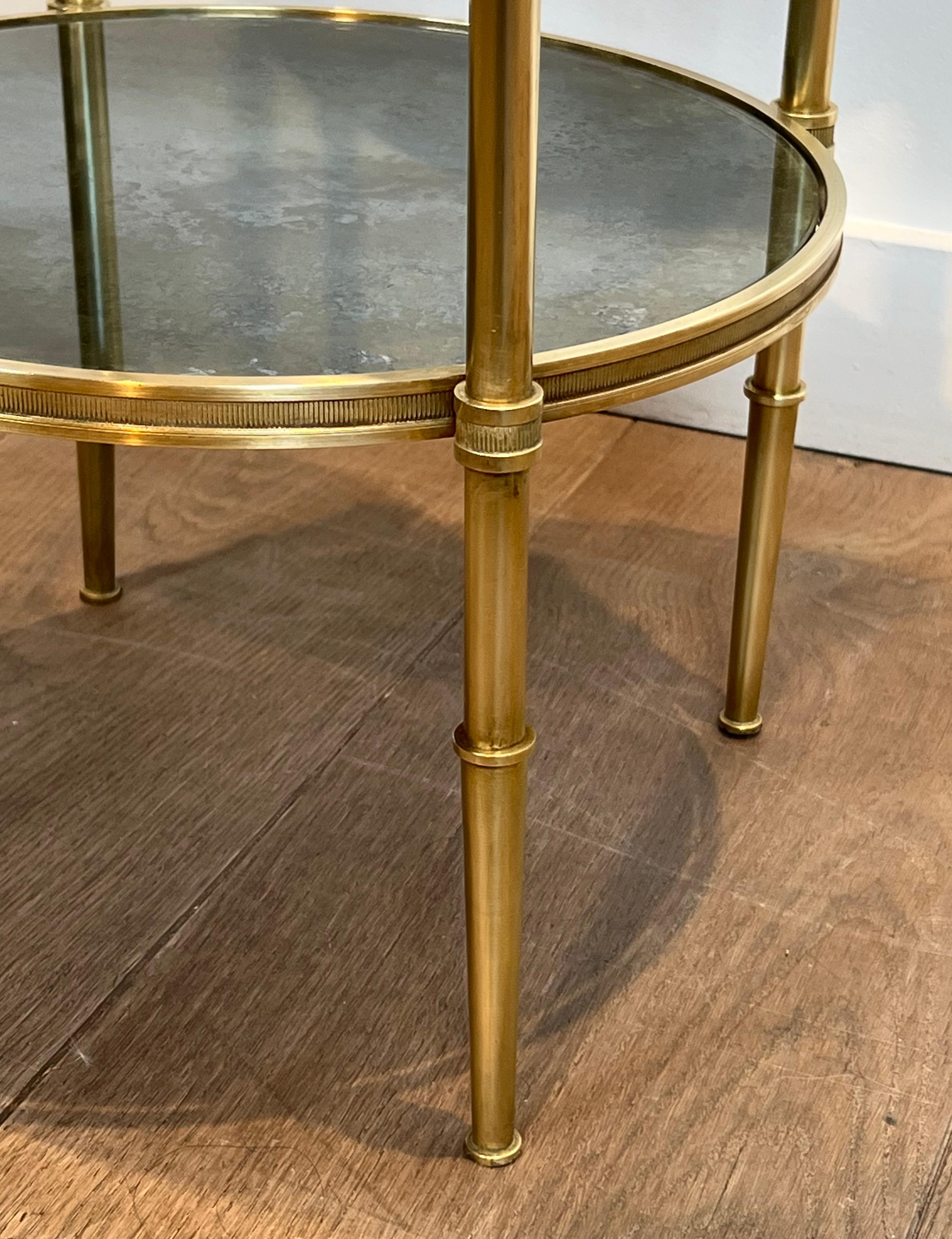 Three Tiers Round Gueridon with Eglomized Mirror Tops by Maison Baguès For Sale 4