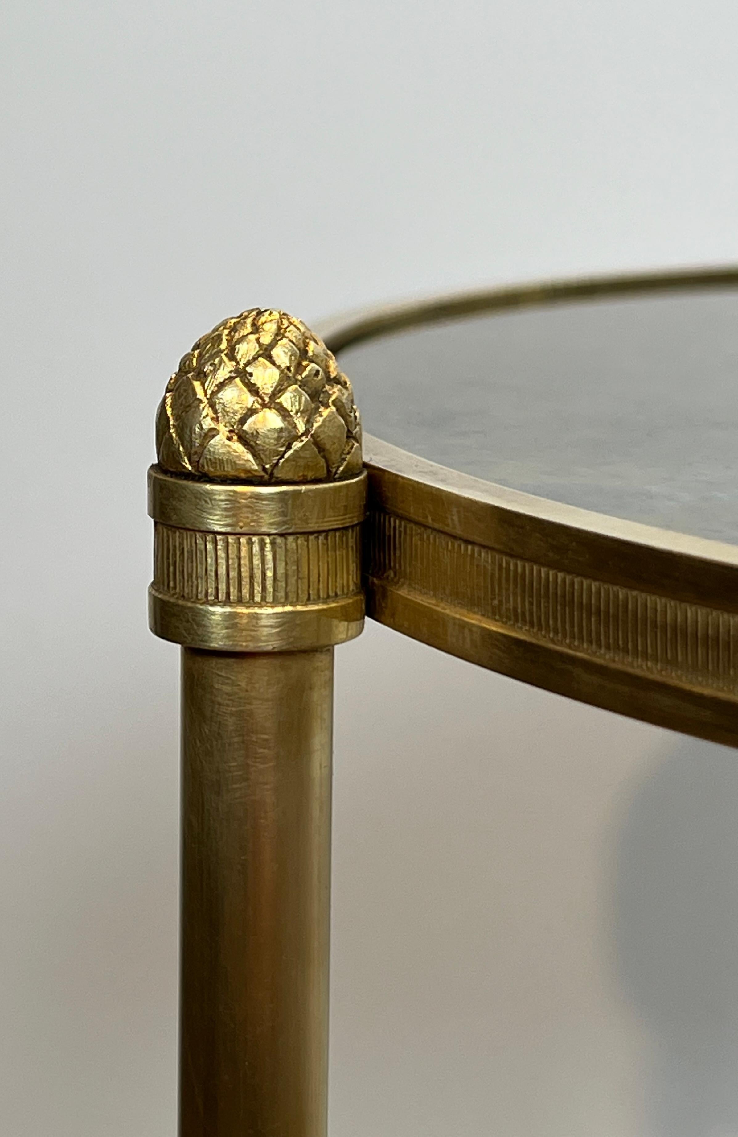 Three Tiers Round Gueridon with Eglomized Mirror Tops by Maison Baguès For Sale 6