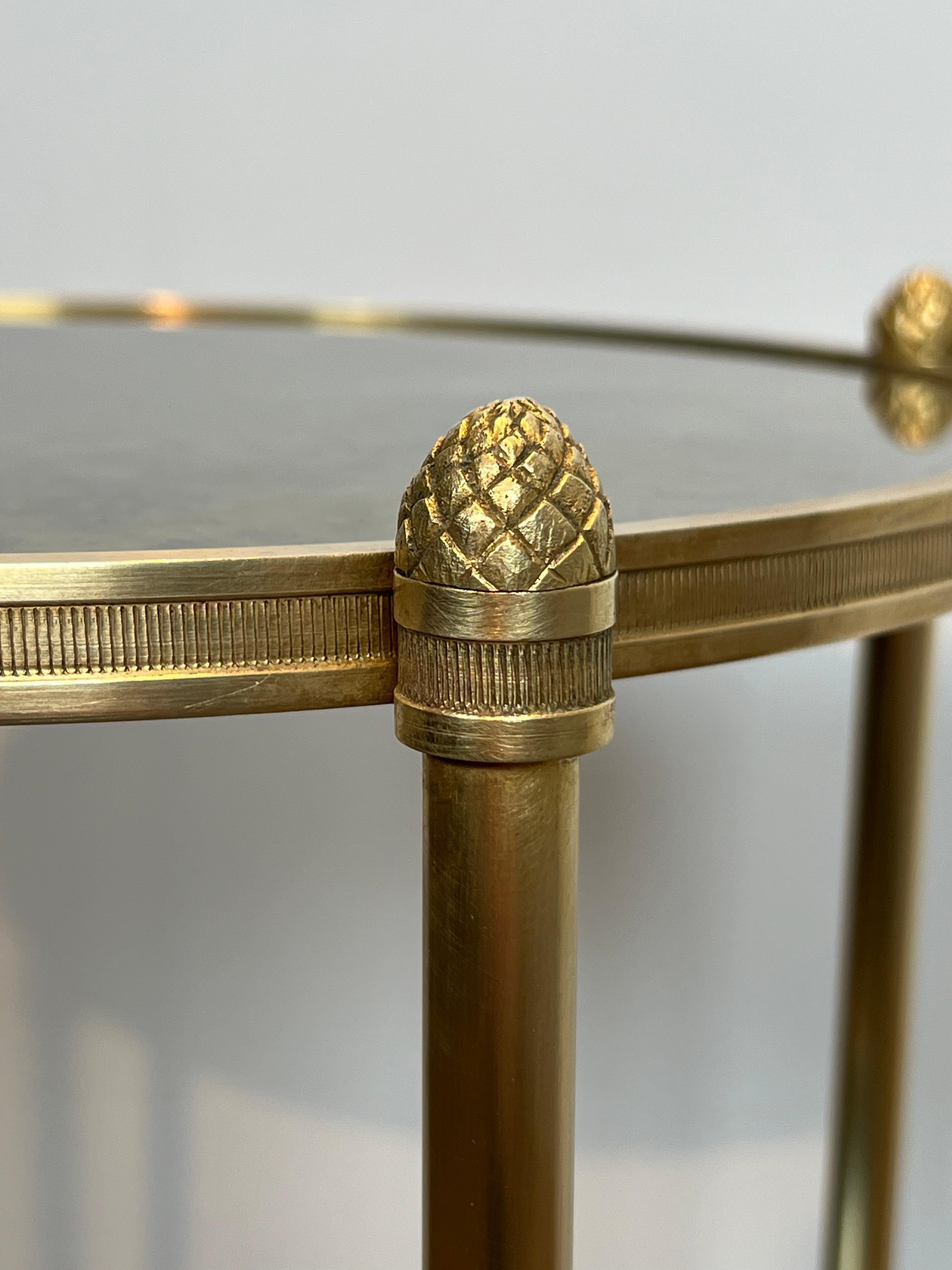 Three Tiers Round Gueridon with Eglomized Mirror Tops by Maison Baguès For Sale 7