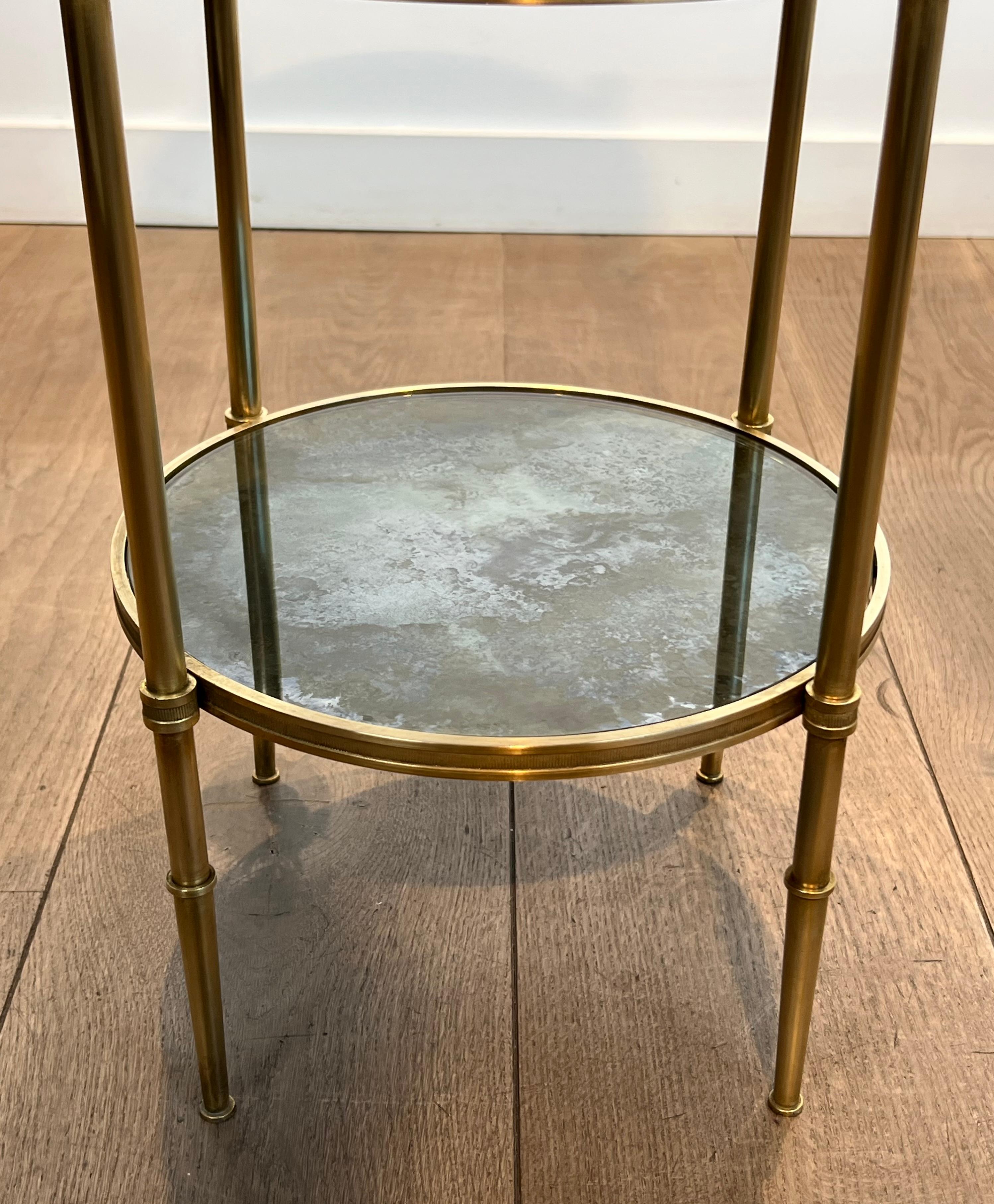 Three Tiers Round Gueridon with Eglomized Mirror Tops by Maison Baguès For Sale 11