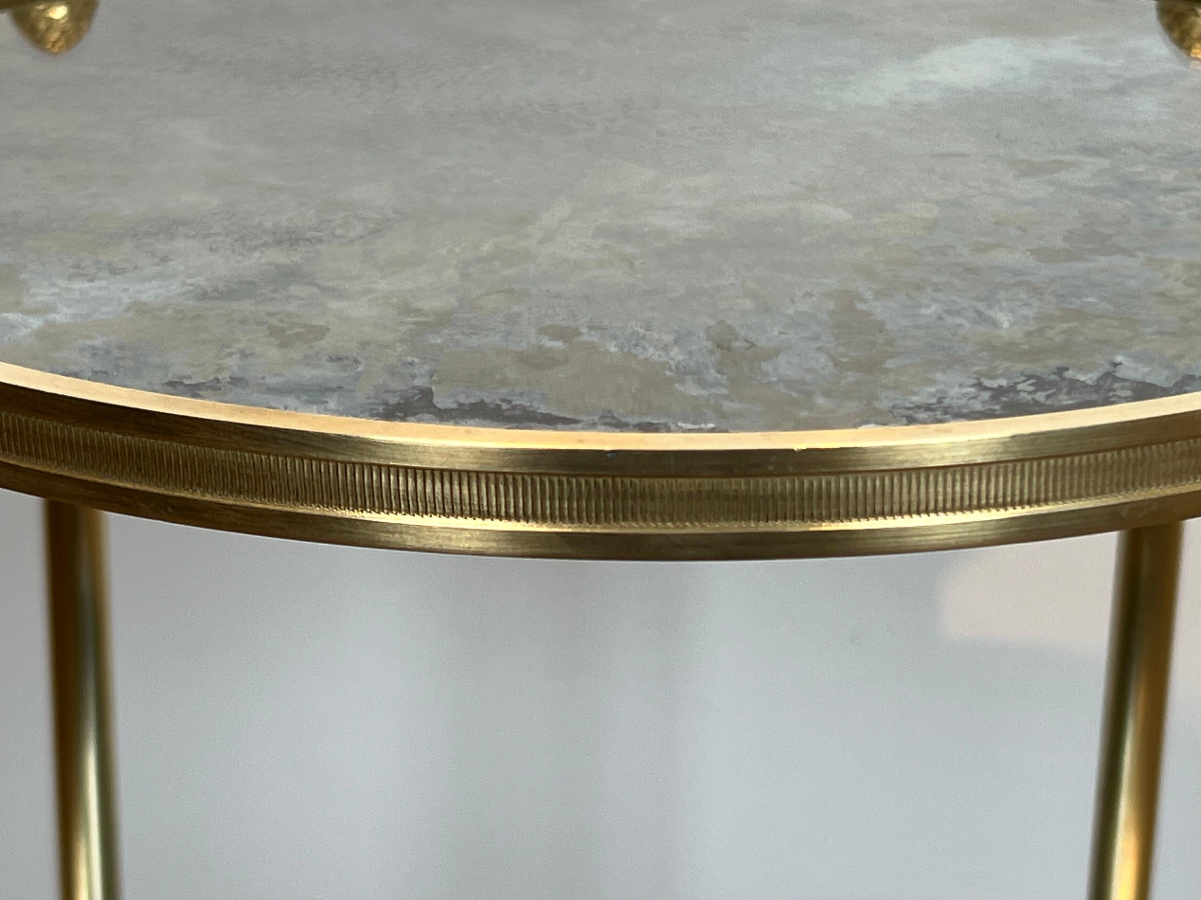 Three Tiers Round Gueridon with Eglomized Mirror Tops by Maison Baguès For Sale 1
