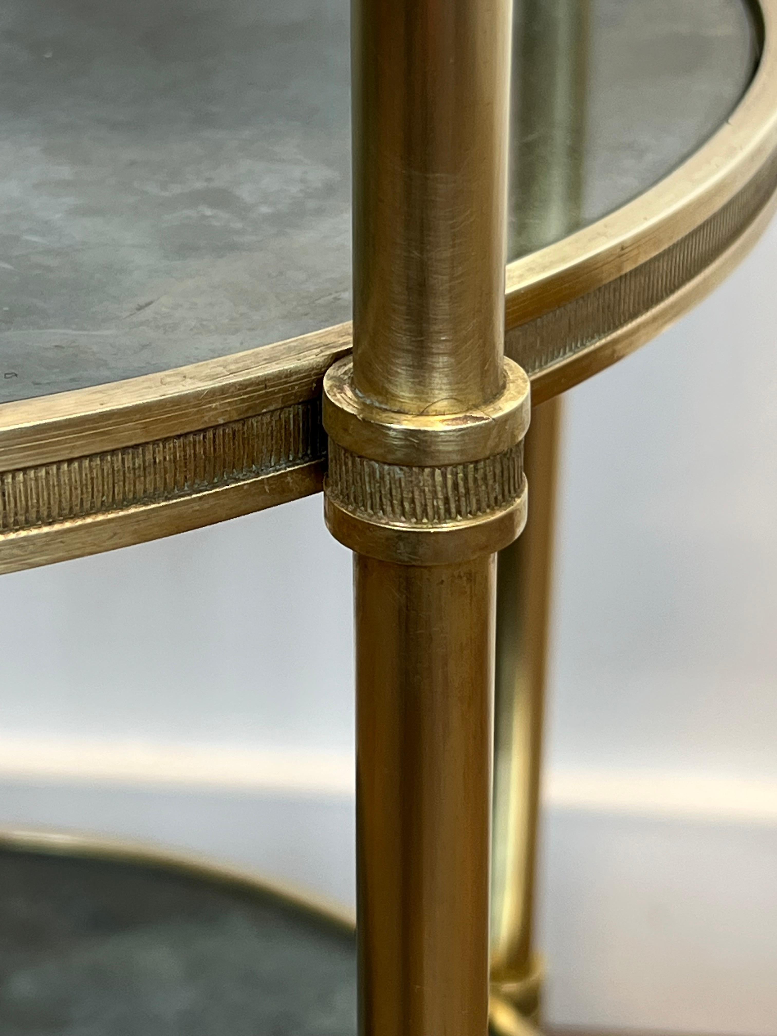 Three Tiers Round Gueridon with Eglomized Mirror Tops by Maison Baguès For Sale 2