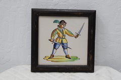 Three Tiles W/ Bull, Swordsmen in a Frame
