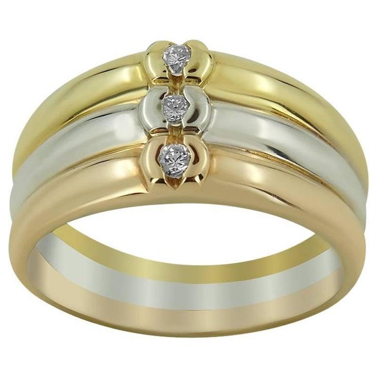 Modern Three-Tone Diamond Ring For Sale