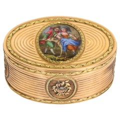 Three-Tone Gold Oval Enamel Snuff Box