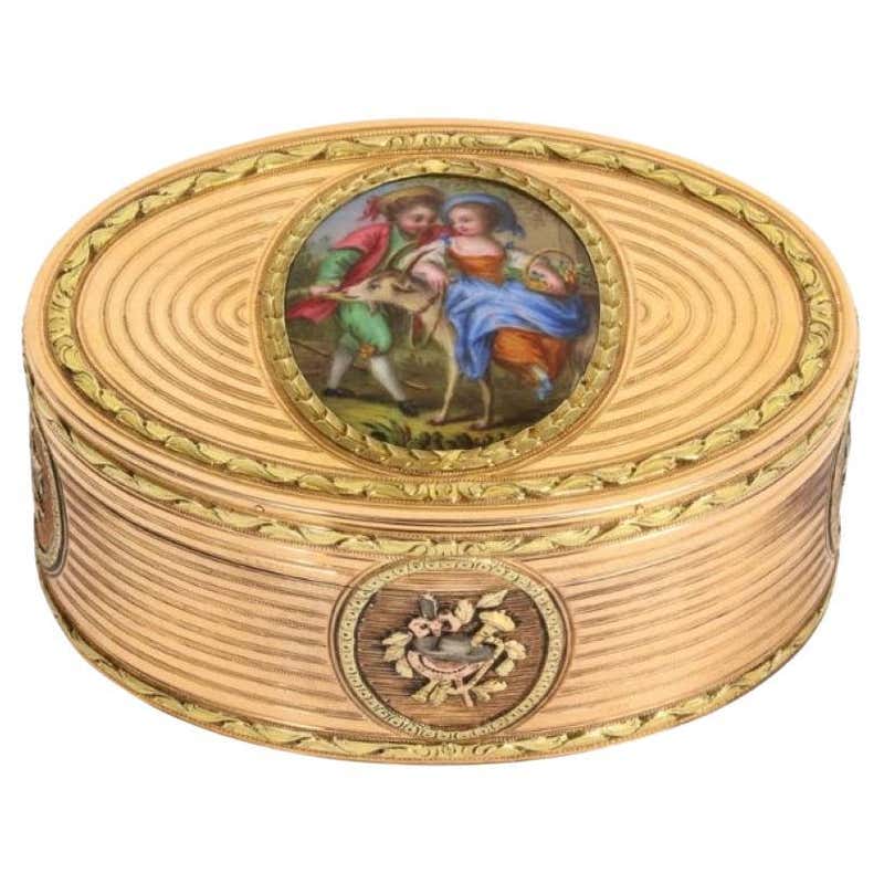 Exquisite and Large Indian 22K Gold, Enamel, and Diamond Snuff Box ...