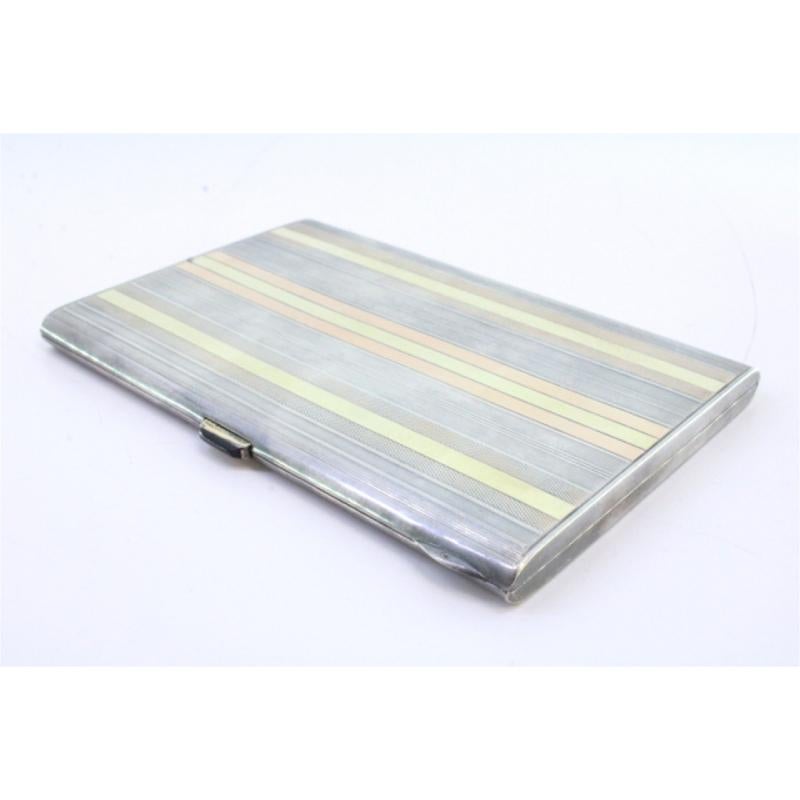 Three-tone silver-gold case with gold interior and cut-out holder In Good Condition For Sale In Porto, PT