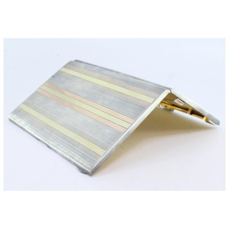 Three-tone silver-gold case with gold interior and cut-out holder For Sale 1