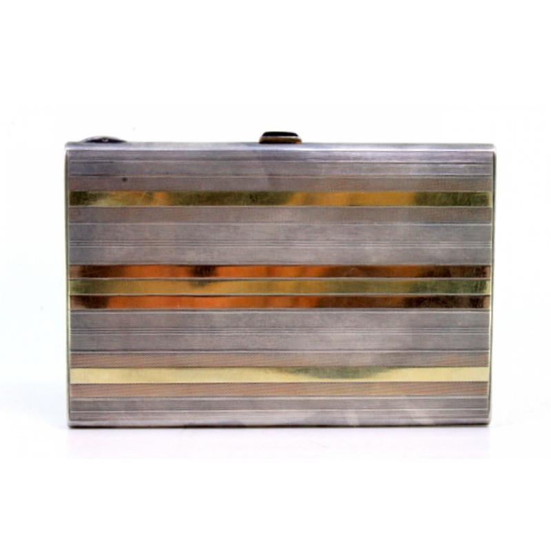 Three-tone silver-gold case with gold interior and cut-out holder For Sale 3